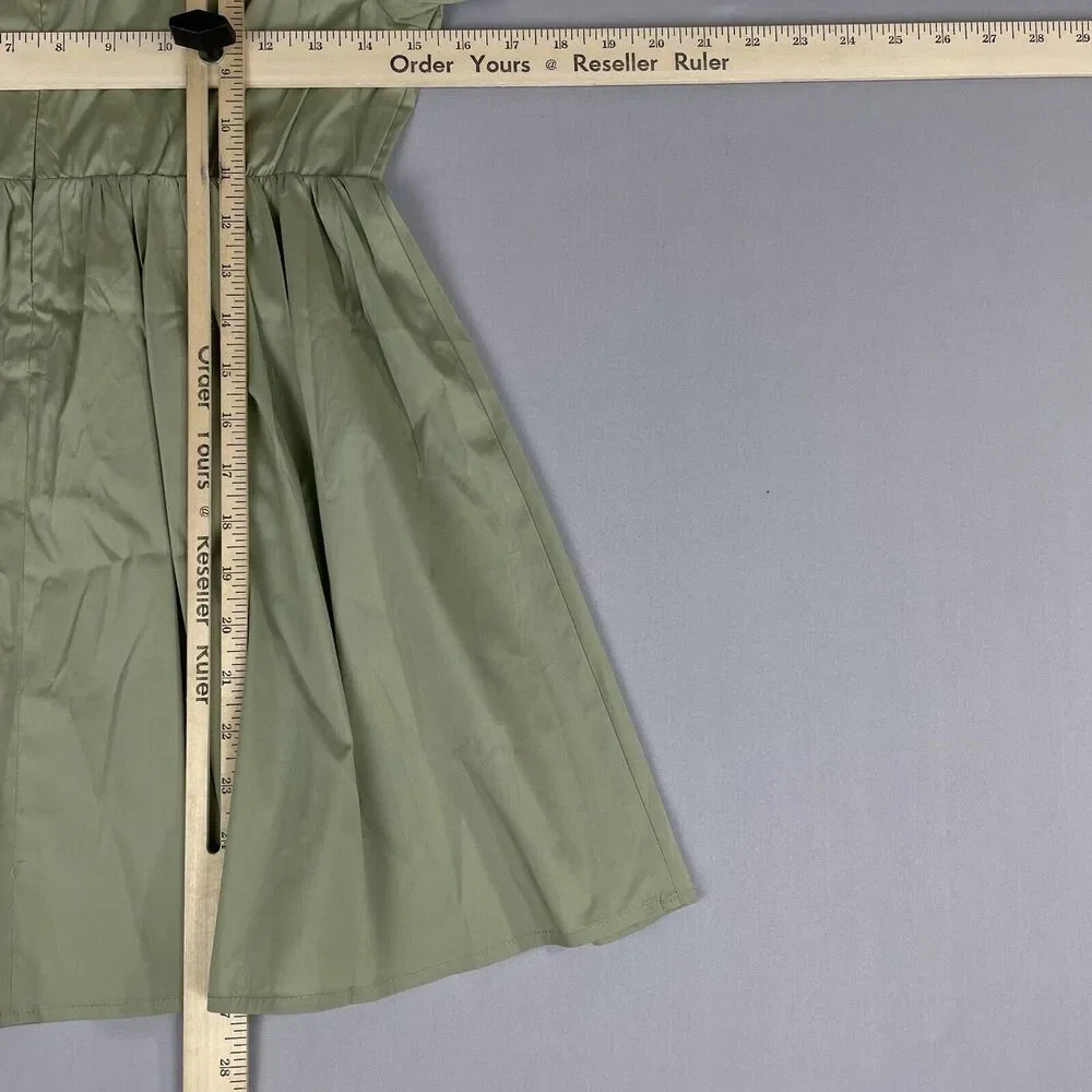 Danielle Bernstein Mini Dress Ladies Sm Green Corset Puff Zip Sleeve Square Neck - Picture 8 of 13